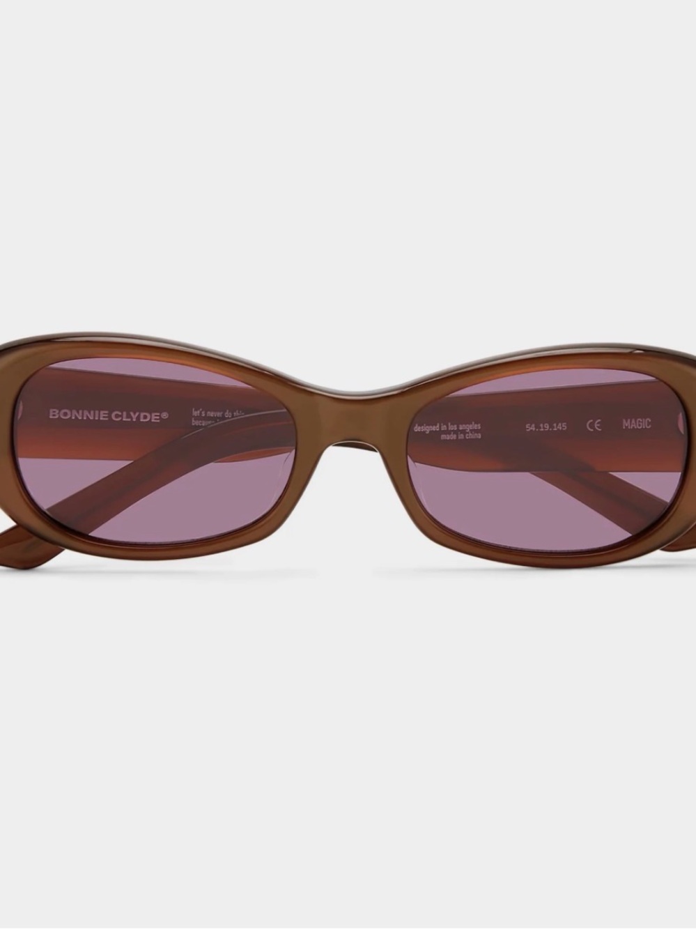 Bonnie Clyde Brown Oval Sunglasses - Brown Frames with Purple Lenses